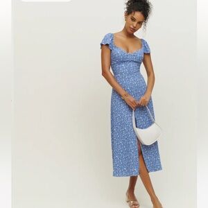 Reformation Baxley Blue Midi Dress